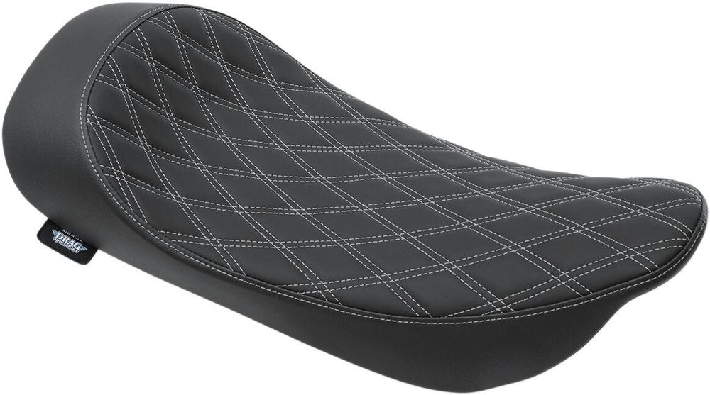 Drag Specialties EZ-On Mount Low-Profile Double Diamond Solo Seat For Harley Davidson FLHR 1340 1997-1998 - Black Silver