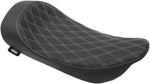 Drag Specialties EZ-On Mount Low-Profile Double Diamond Solo Seat For Harley Davidson FLHR 1340 1997-1998 - Black Silver
