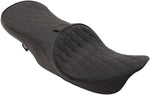 Drag Specialties Forward Positioned 2 Up Low Profile Double Diamond Touring Leather Seat For Harley Davidson FLHR 1340 1997-1998 - Black