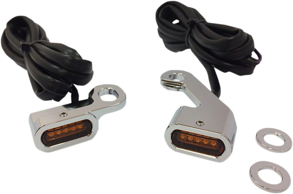 Drag Specialties LED Handlebar Marker Lights For Harley Davidson FLDE 1750 2018-2020 Chrome Amber