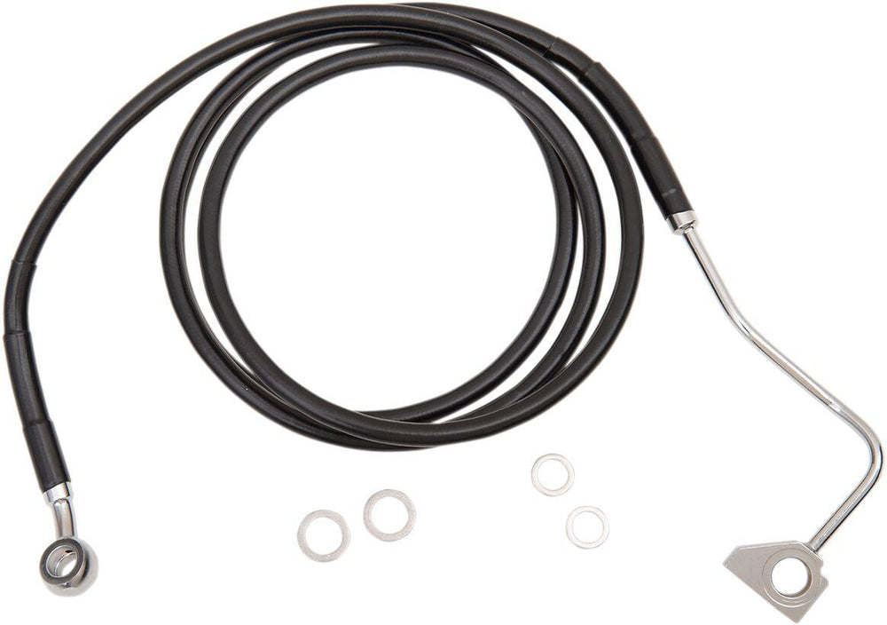 Drag Specialties Extended Length Vinyl Brake Hose Kit For Harley Davidson FLHR 1690 2016 Front - Black