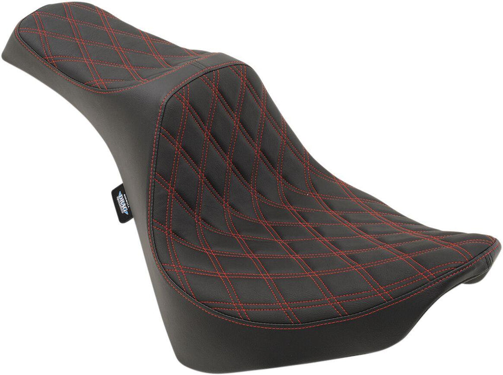 Drag Specialties Predator III Double Diamond Seat For Harley Davidson FLDE 1750 2018-2020 - Black Red