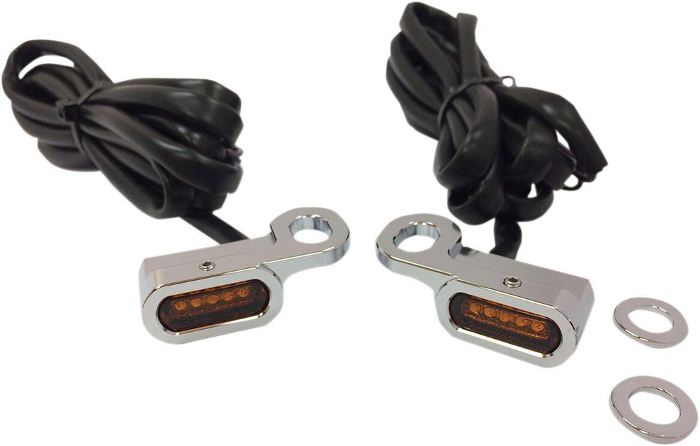 Drag Specialties LED Handlebar Marker Lights For Harley Davidson FLHTCU 1690 2014-2016 Chrome Amber