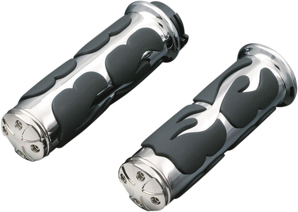 Kuryakyn ISO-Flame Grips For 1" Bars For Harley Davidson FLD 1690 2012 - Black/Chrome