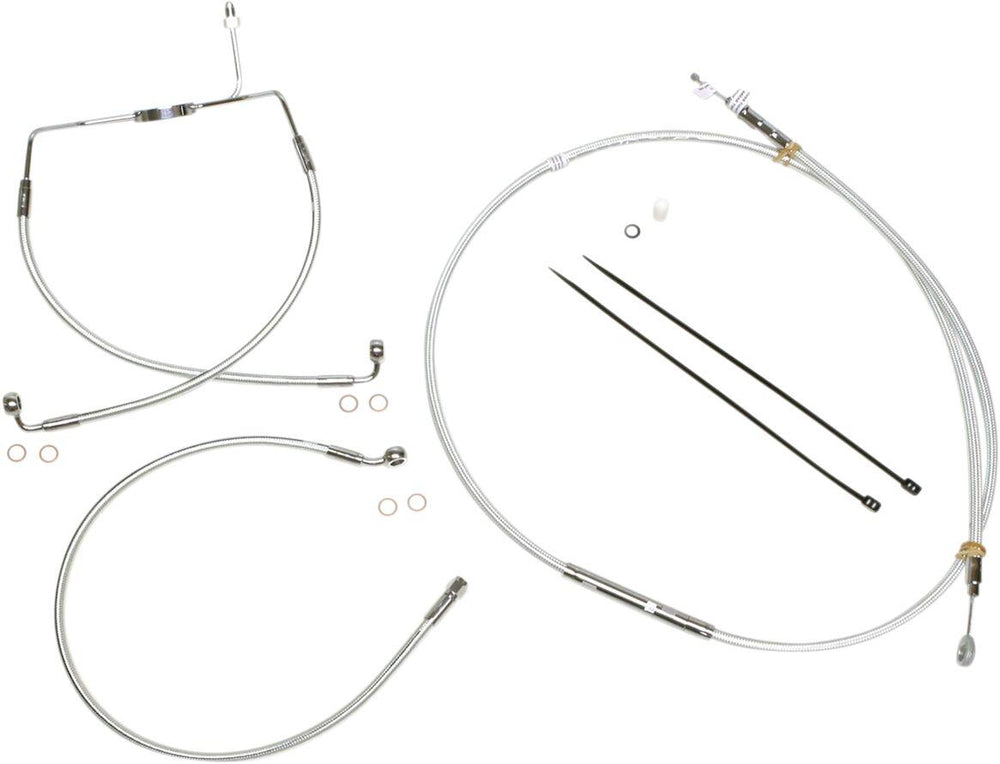 Magnum Shielding Sterling Chromite II Designer Handlebar Cable Install Kit For Harley Davidson FLHR 1584 2008 25.5cm (10") - Chrome Clear-Coated