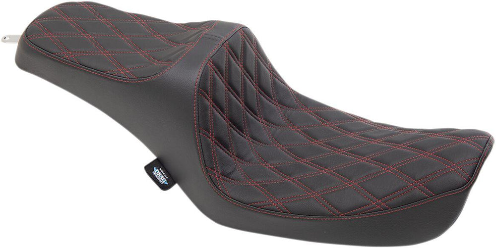 Drag Specialties Predator III Seat For Harley Davidson FXD 1340 1996-1998 Red Stitching Double Diamond - Black Red
