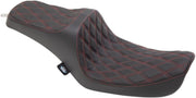 Drag Specialties Predator III Seat For Harley Davidson FXD 1340 1996-1998 Red Stitching Double Diamond - Black Red