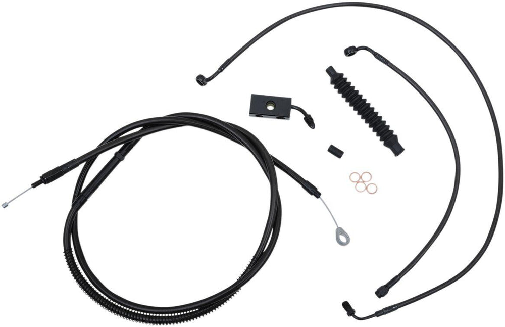 LA Choppers Standard Midnight Braided Handlebar Cable/Brake Hose Kit For Harley Davidson FLDE 1750 ABS 2018-2020 30.5 cm - 35.5 cm (12" - 14") - Black/Clear-Coated