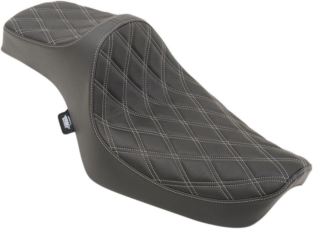 Drag Specialties Predator III Seat For Harley Davidson XL 1200 C 1996-2003 Silver Stitching Double Diamond - Black Silver