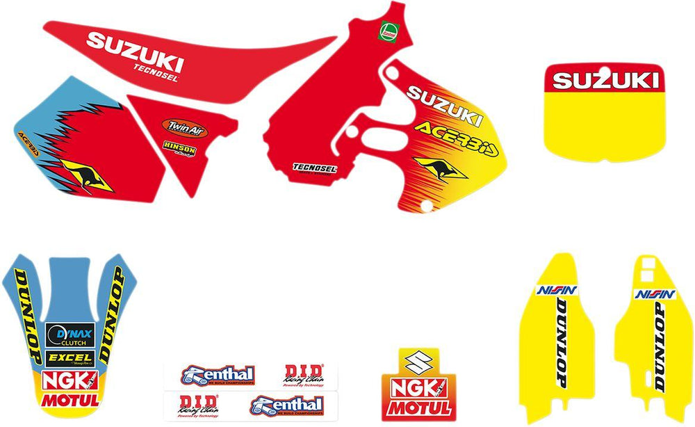 Tecnosel Graphics Kit For Suzuki RM125 1999-2000 - Multi/Red/Yellow