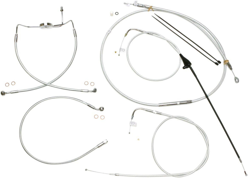 Magnum Shielding Sterling Chromite II Designer Handlebar Cable Install Kit For Harley Davidson FLHR 1340 1996-1998 25.5cm (10") - Chrome Clear-Coated
