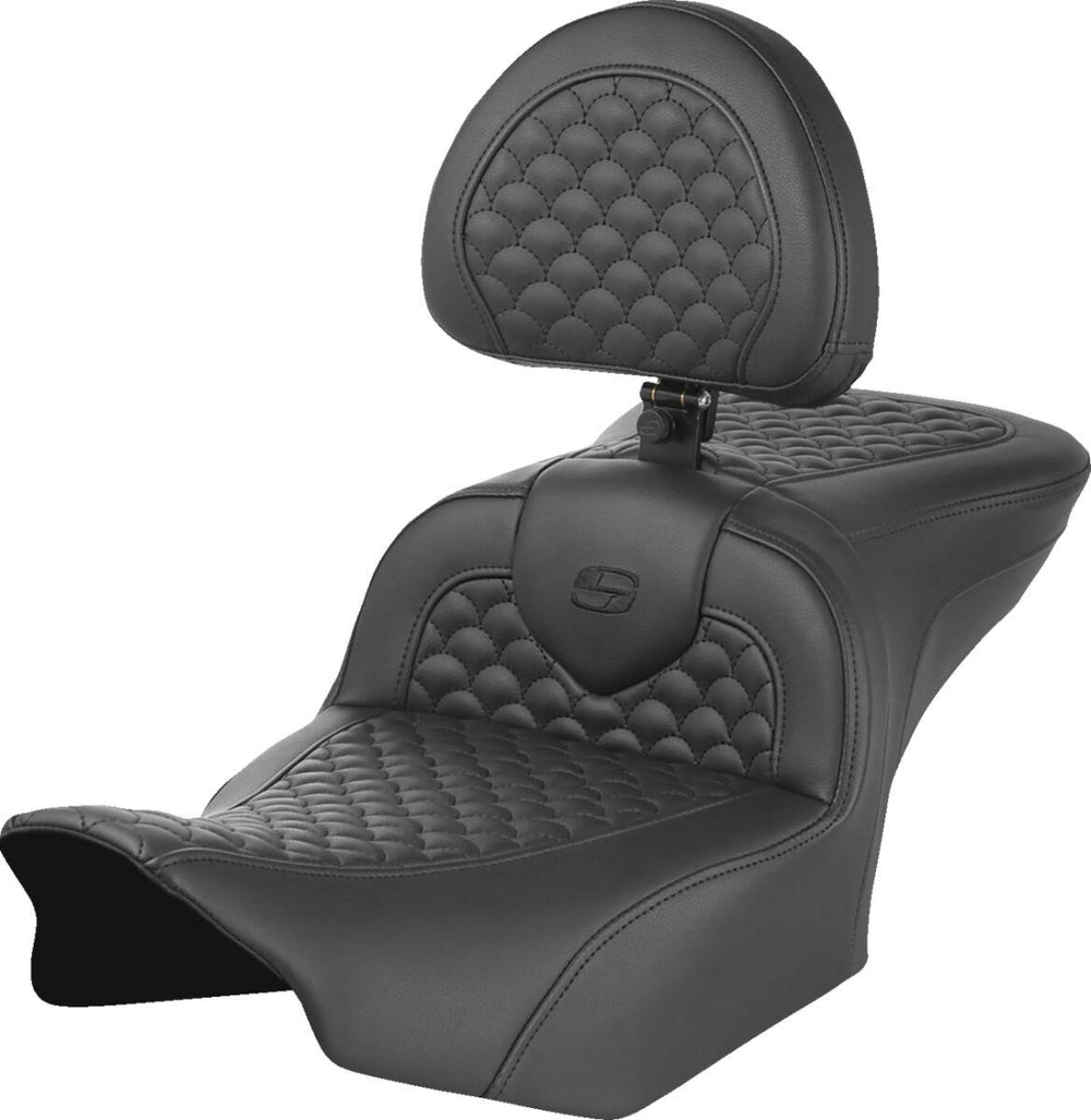 Saddlemen Scallop Stitch Roadsofa Seat With Backrest For Harley Davidson FLHX 1923 2024-2026 - Black