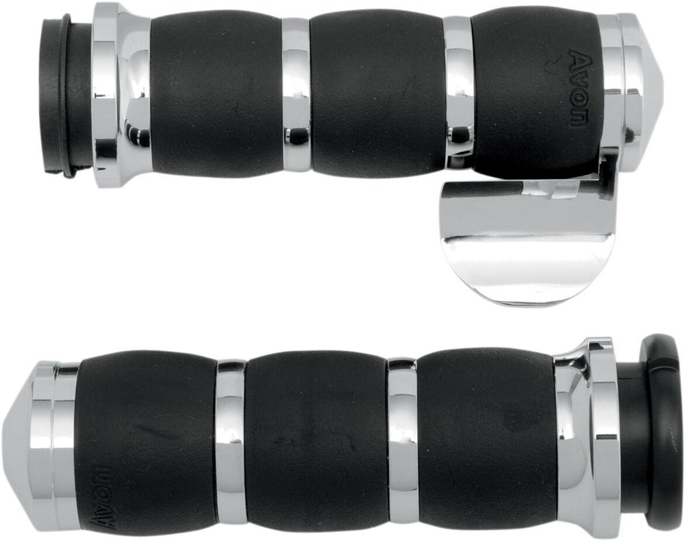 Avon Grips 3-Ring Velvet Air Grips With Throttle Boss For Harley Davidson FLD 1690 2012-2013 - Black Chrome