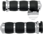 Avon Grips 3-Ring Velvet Air Grips With Throttle Boss For Harley Davidson FLD 1690 2012-2013 - Black Chrome