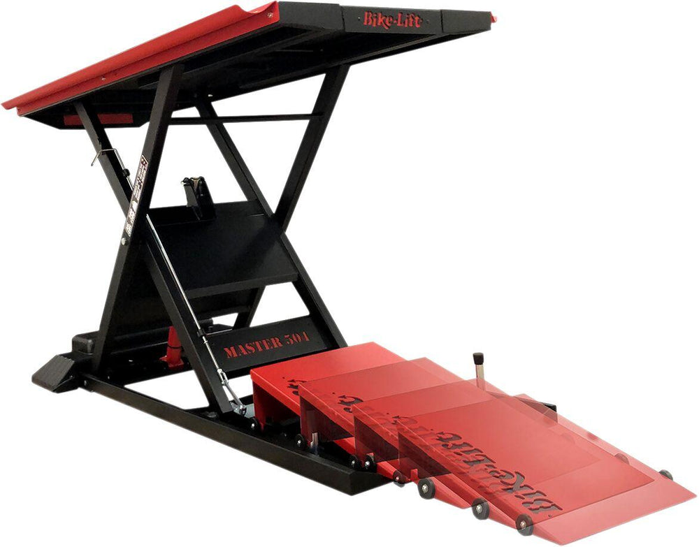 Bike Lift Hydraulic Stand Lift Scissor Type  - Steel - Black/Red
