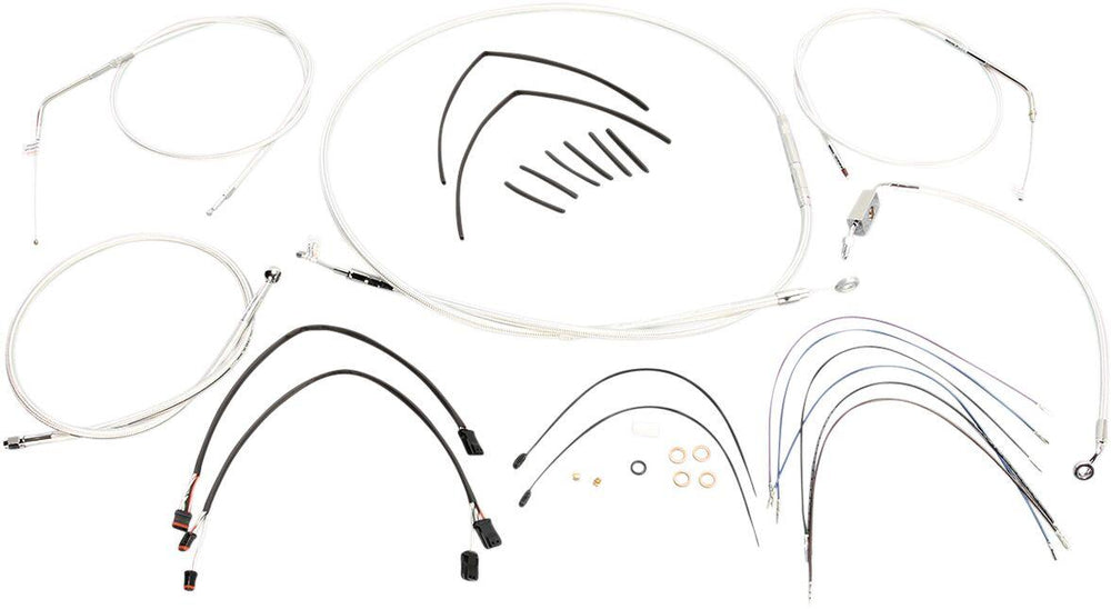 Magnum Shielding Sterling Chromite II Designer Handlebar Cable Install Kit For Harley Davidson XL 1200 C 35.5 - 40.5cm (14" - 16") - Chrome Clear-Coated