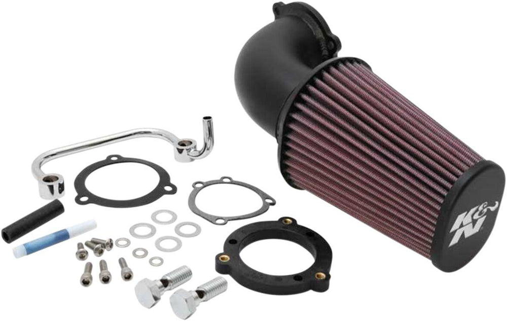 K&N Air Charger Intake Kit With Mandrel-Bent Aluminium Intake Tube For Harley Davidson XL 1200 C 2004-2020 - Black