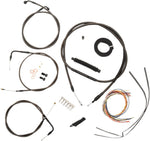 LA Choppers Complete Midnight Braided Handlebar Cable/Brake Hose Kit For Harley Davidson FXST 1584 2007 30.5 cm - 35.5 cm (12" - 14") - Black/Clear-Coated