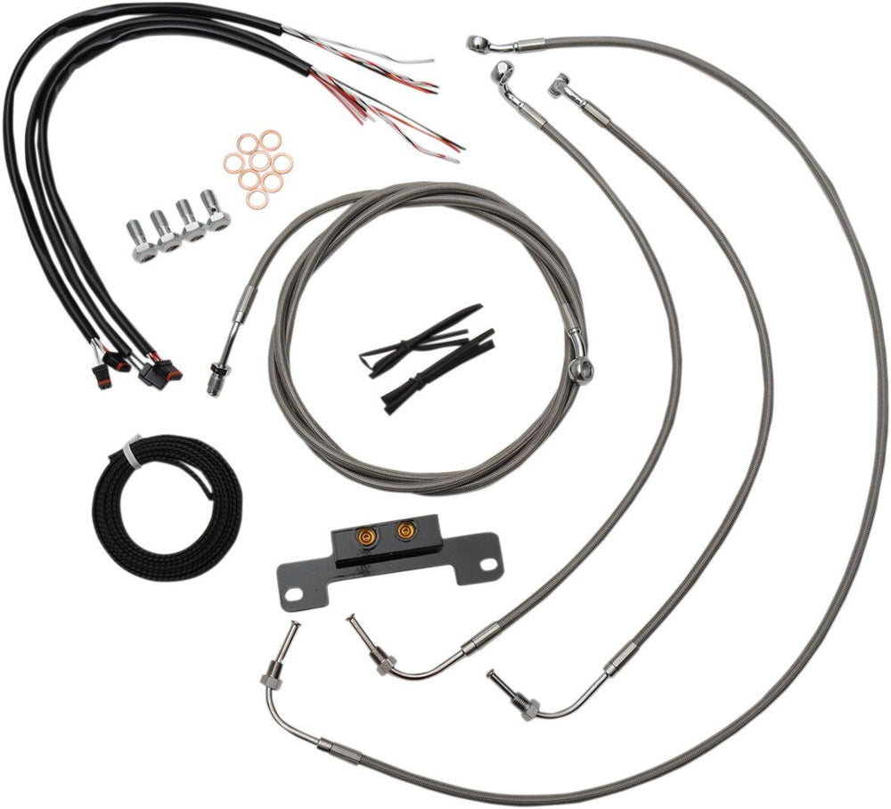 LA Choppers Handlebar Cable/Brake Hose Kit Non-ABS For Harley Davidson FLHR 1750 2017-2019 38 cm - 43 cm (15" - 17") - Clear-Coated
