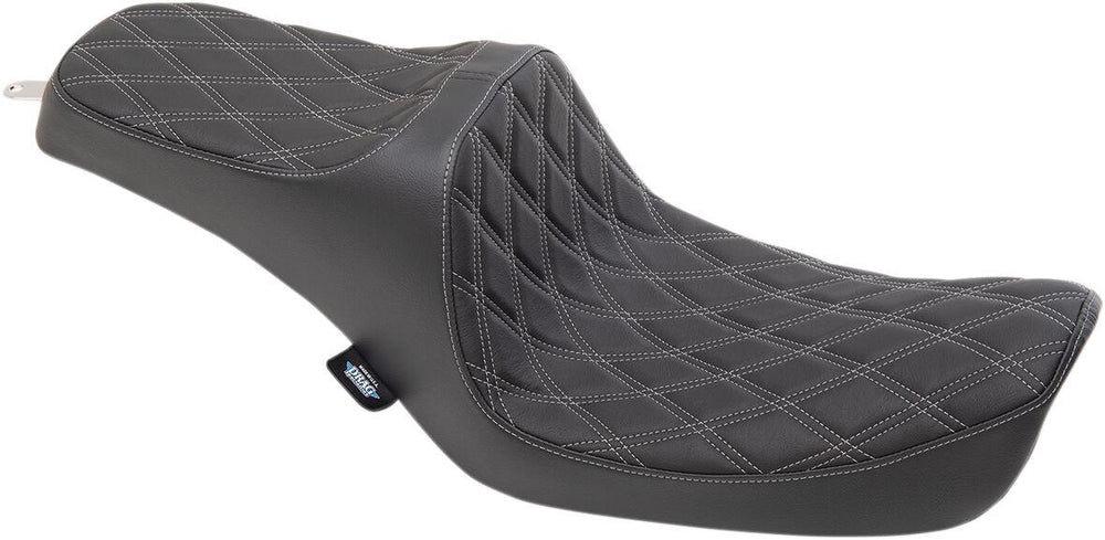 Drag Specialties Predator III Seat For Harley Davidson FXD 1340 1996-1998 Silver Stitching Double Diamond - Black Silver