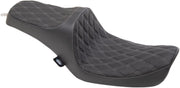 Drag Specialties Predator III Seat For Harley Davidson FXD 1340 1996-1998 Silver Stitching Double Diamond - Black Silver