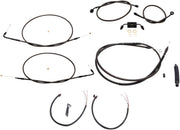 LA Choppers Complete Midnight Braided Handlebar Cable/Brake Hose Kit For Harley Davidson FXDF 1584 ABS 2012 30.5 cm - 35.5 cm (12" - 14") - Black/Clear-Coated
