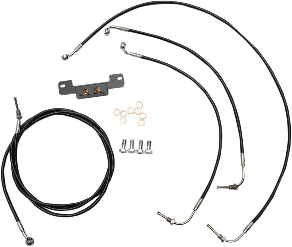 LA Choppers Standard Black Vinyl Handlebar Cable/Brake Hose Kit Non-ABS For Harley Davidson FLHR 1750 2017-2019 45.5 cm - 51 cm (18" - 20") - Black