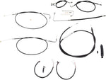 LA Choppers Complete Black Vinyl Braided Handlebar Cable/Brake Hose Kit For Harley Davidson FLS 1690 2015 38 cm - 43 cm (15" - 17") - Black/Clear-Coated