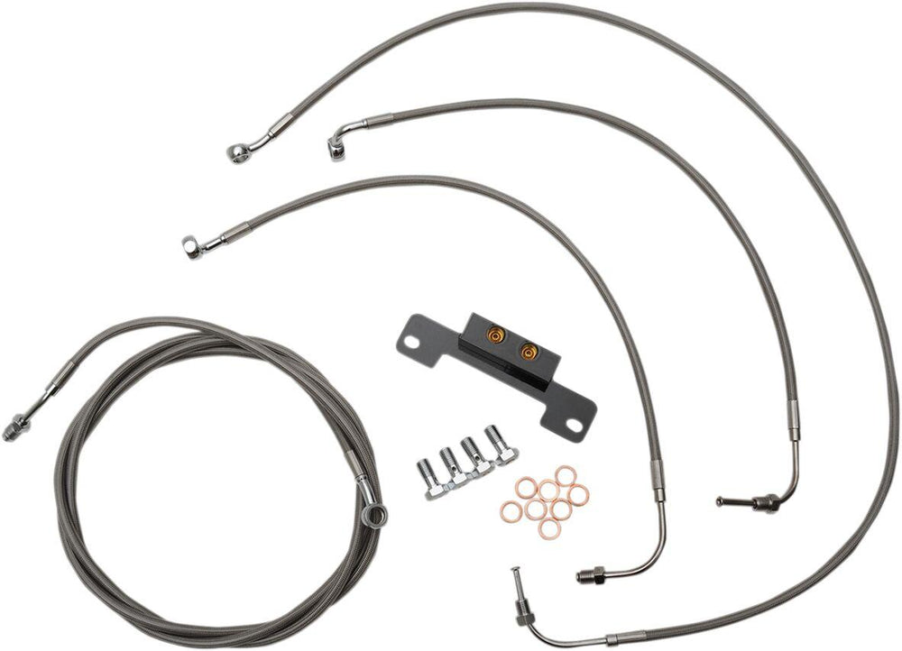 LA Choppers Standard Stainless Braided Handlebar Cable/Brake Hose Kit Non-ABS For Harley Davidson FLHR 1750 2017-2019 30.5 cm - 35.5 cm (12" - 14") - Clear-Coated