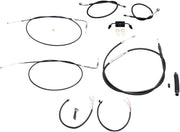 LA Choppers Complete Black Vinyl Braided Handlebar Cable/Brake Hose Kit For Harley Davidson FXDF 1584 ABS 2012 30.5 cm - 35.5 cm (12" - 14") - Black/Clear-Coated