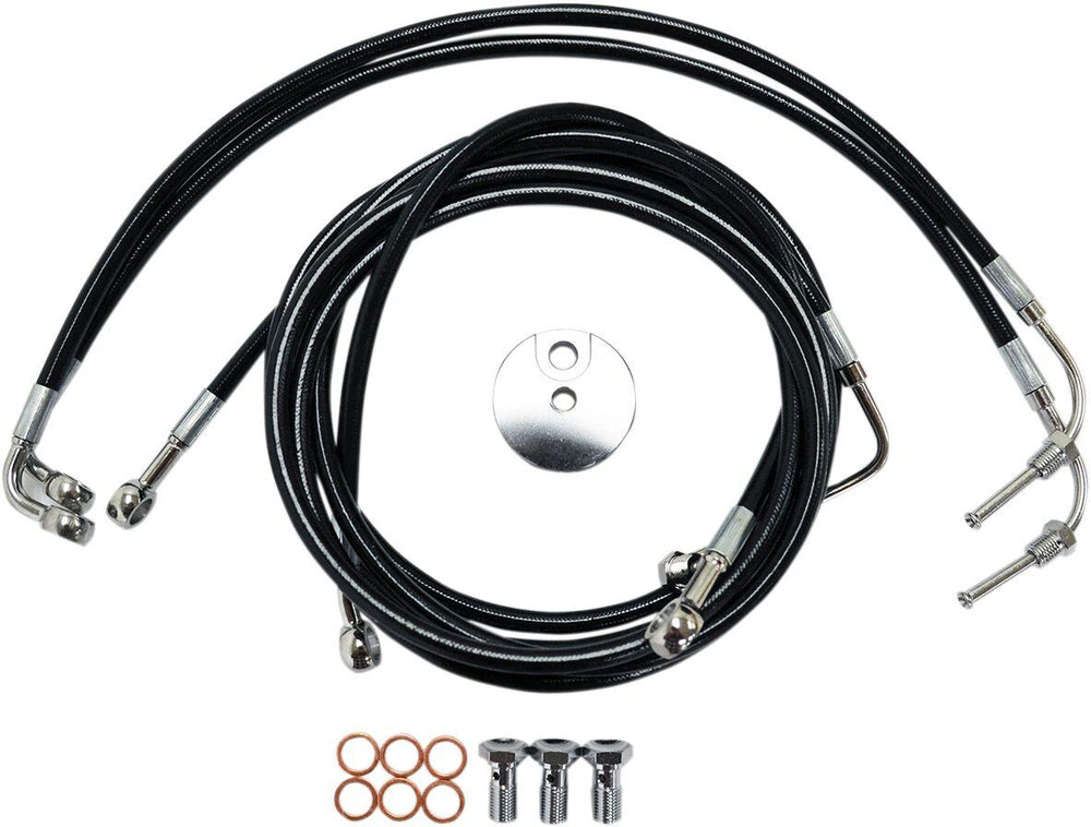 LA Choppers Braided Brake Hose Kit For Harley Davidson FLD 1690 ABS 2012-2013 Front 12" - 14" - Black