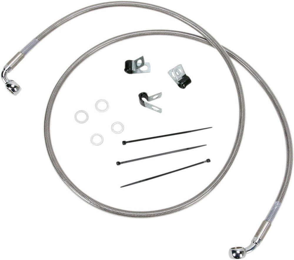 Drag Specialties Extended Length Stainless Steel Brake Hose Kit For Harley Davidson FLST 1450 Front