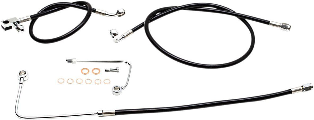 LA Choppers Braided Brake Hose Kit For Harley Davidson FLS 1690 2015-2017 Front 12" - 14" - Black