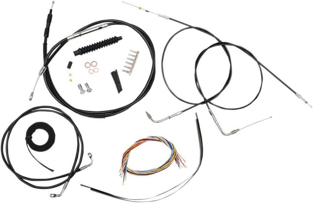 LA Choppers Complete Black Vinyl Braided Handlebar Cable/Brake Hose Kit For Harley Davidson XL1200C 2004-2006 30.5 cm - 35.5 cm (12" - 14") - Black/Clear-Coated