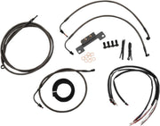 LA Choppers Complete Midnight Braided Handlebar Cable/Brake Hose Kit For Harley Davidson FLHX 1690 2014-2015 30.5 cm - 35.5 cm (12" - 14") - Black/Clear-Coated
