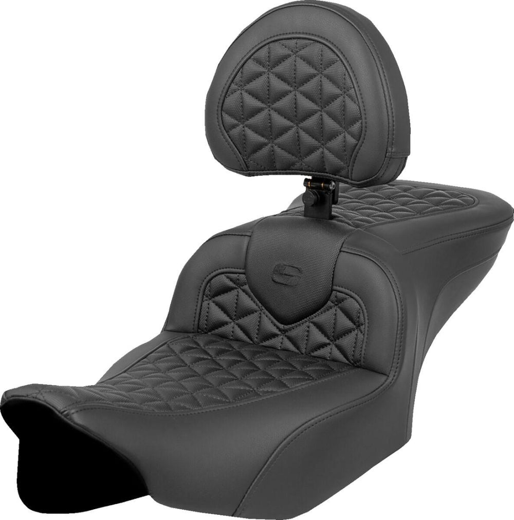 Saddlemen RoadSofa Tri Gripper Seat With Backrest For Harley Davidson FLHX 1923 2024-2026 - Black