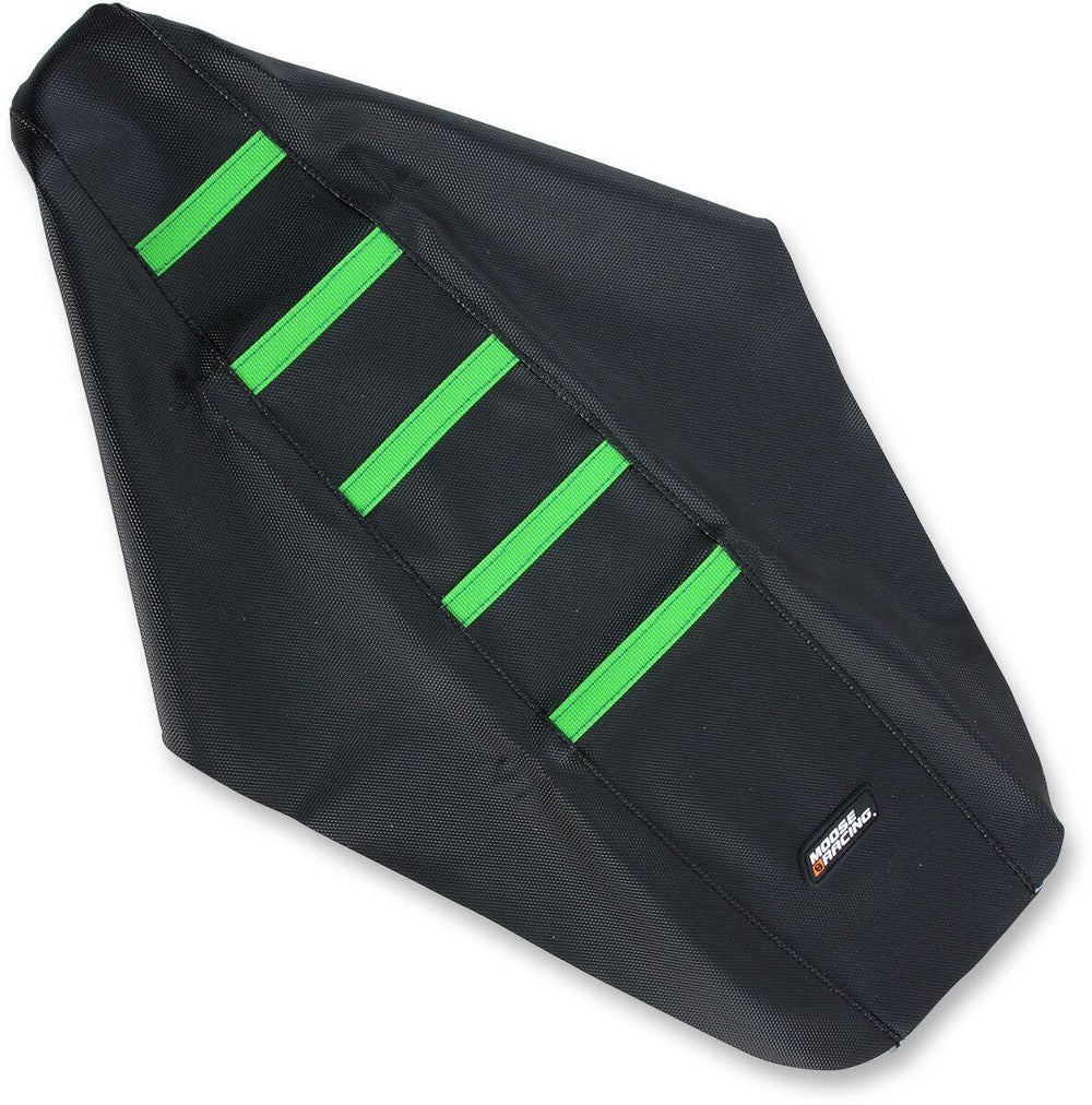 Moose Racing Ribbed Seat Cover For Kawasaki KXF250 2009-2012 - Black Cover Green Ribs