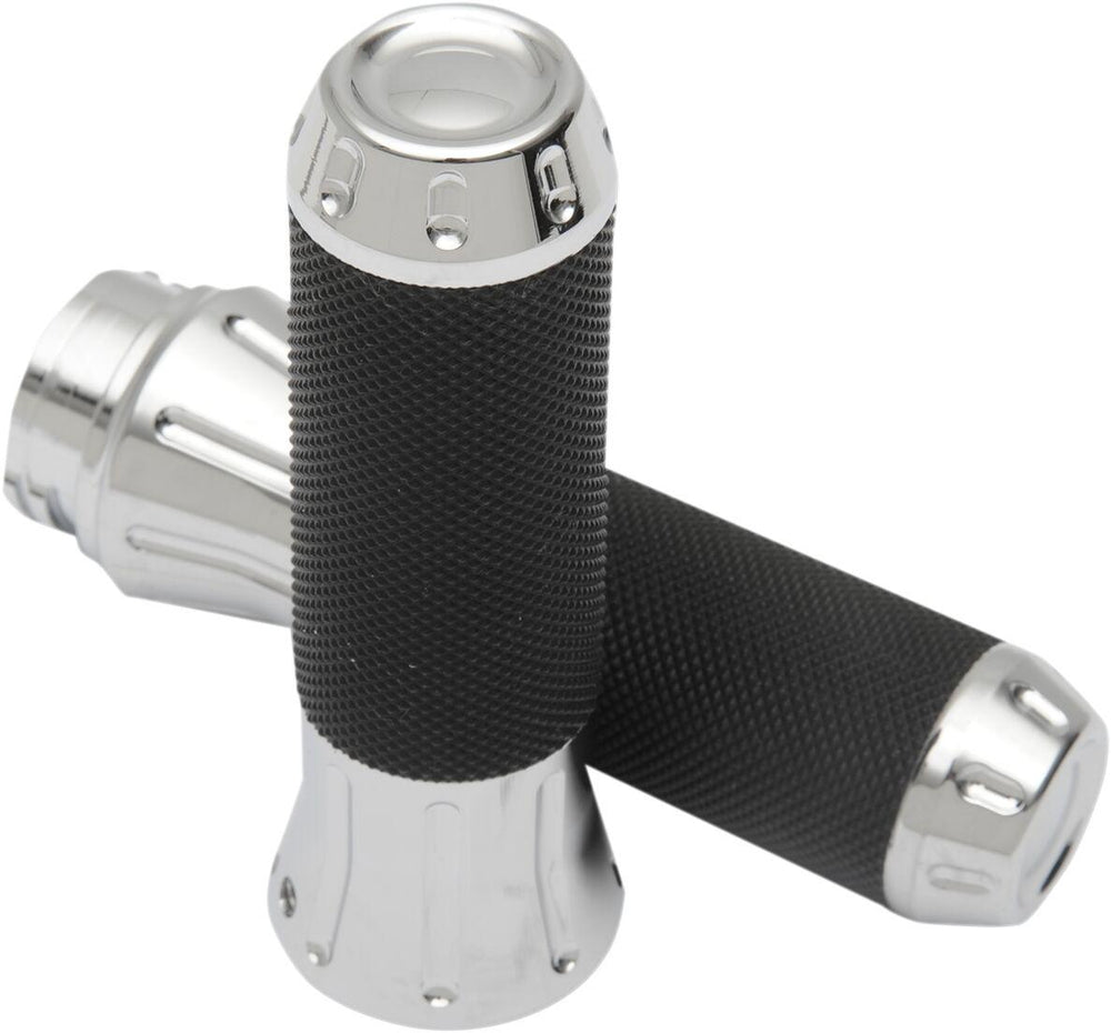 Drag Specialties Custom Grips For Harley Davidson FLD 1690 2012-2013 - Black Chrome