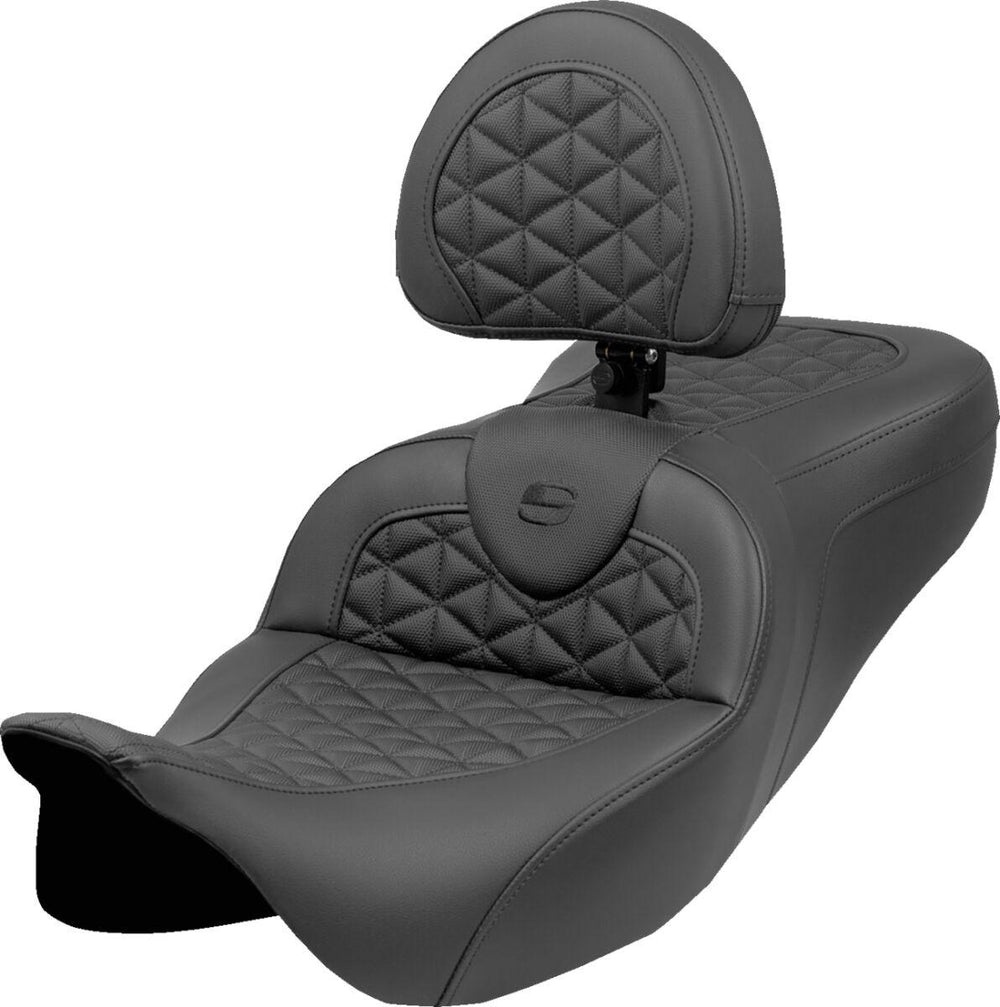 Saddlemen RoadSofa Tri Gripper Seat With Backrest For Harley Davidson FLH 1868 2021 - Black