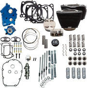 S&S Cycle 132" Power Package For Harley Davidson FLDE 1750 ABS 2018-2020 - Non-Highlighted Fins/Wrinkle Black