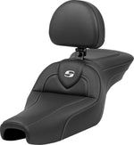Saddlemen Roadsofa Standard Reach Carbon Fibre Seat With Backrest For Harley Davidson XL 1200 C 2004-2020 - Black