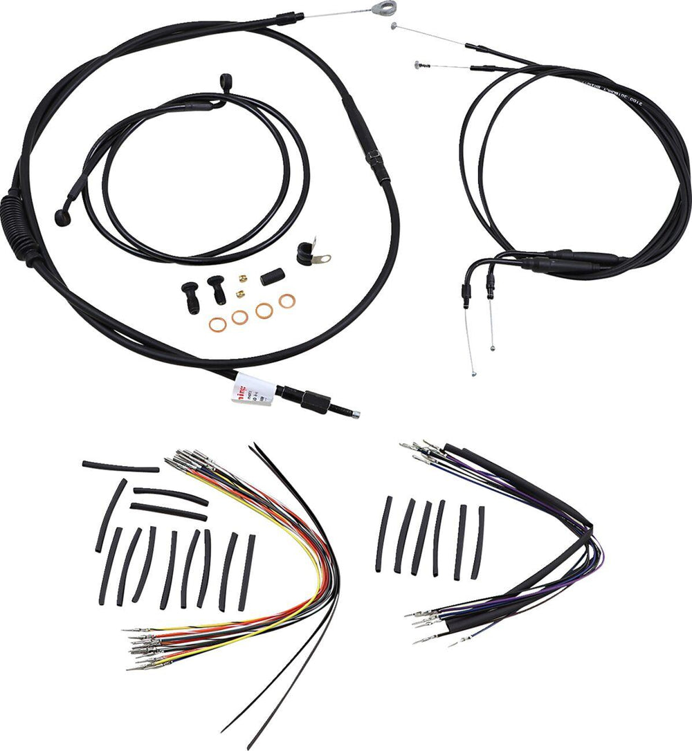 Burly Cable Line Kit for Ape Hanger Handlebars For Harley Davidson FLST 1450 40.5cm (16") - Black