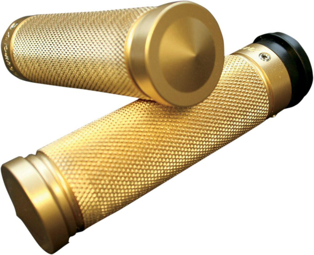 Accutronix Brass Knurled Custom Grips For Harley Davidson FLDE 1750 2018-2020 Diamond Knurled - Polished