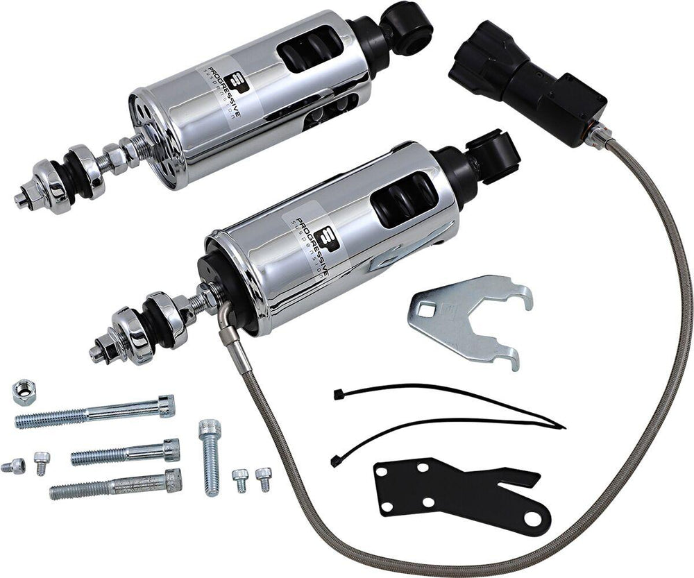 Progressive Suspension 422 Series Shocks With Remote Adjustable Preload For Harley Davidson FLS 1690 2012-2016 - Chrome