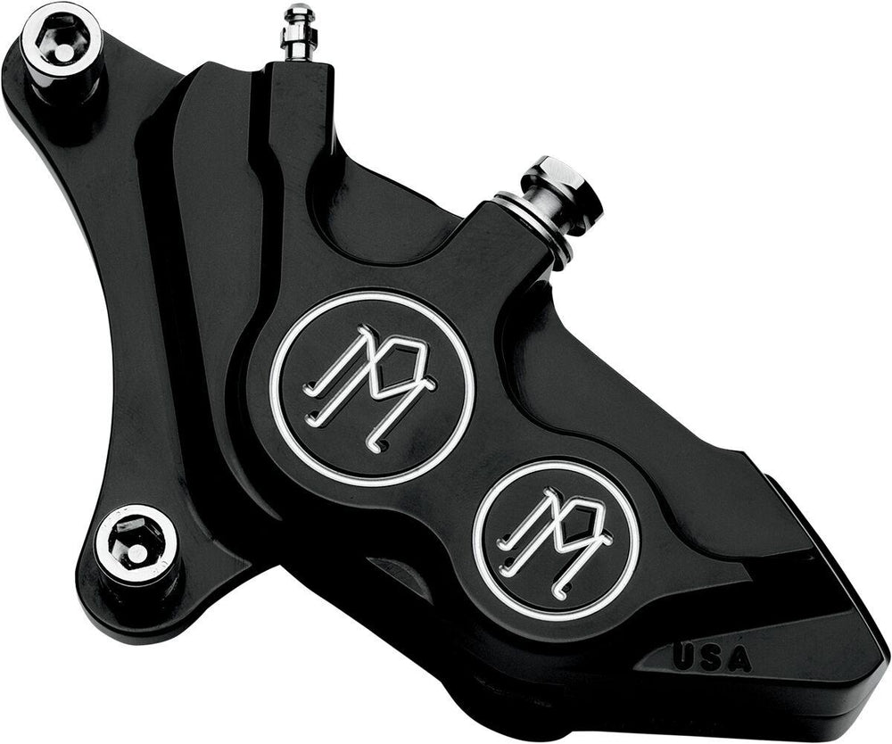 Performance Machine Four Piston Differential-Bore Caliper For Harley Davidson FLD 1690 2012-2013 Front Left - Aluminum Black