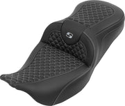 Saddlemen RoadSofa Seat For Harley Davidson FLH 1868 ABS 2021 Dragon Stitch - Black/Silver