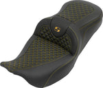 Saddlemen RoadSofa Seat For Harley Davidson FLH 1868 ABS 2021 Dragon Stitch - Black/Gold