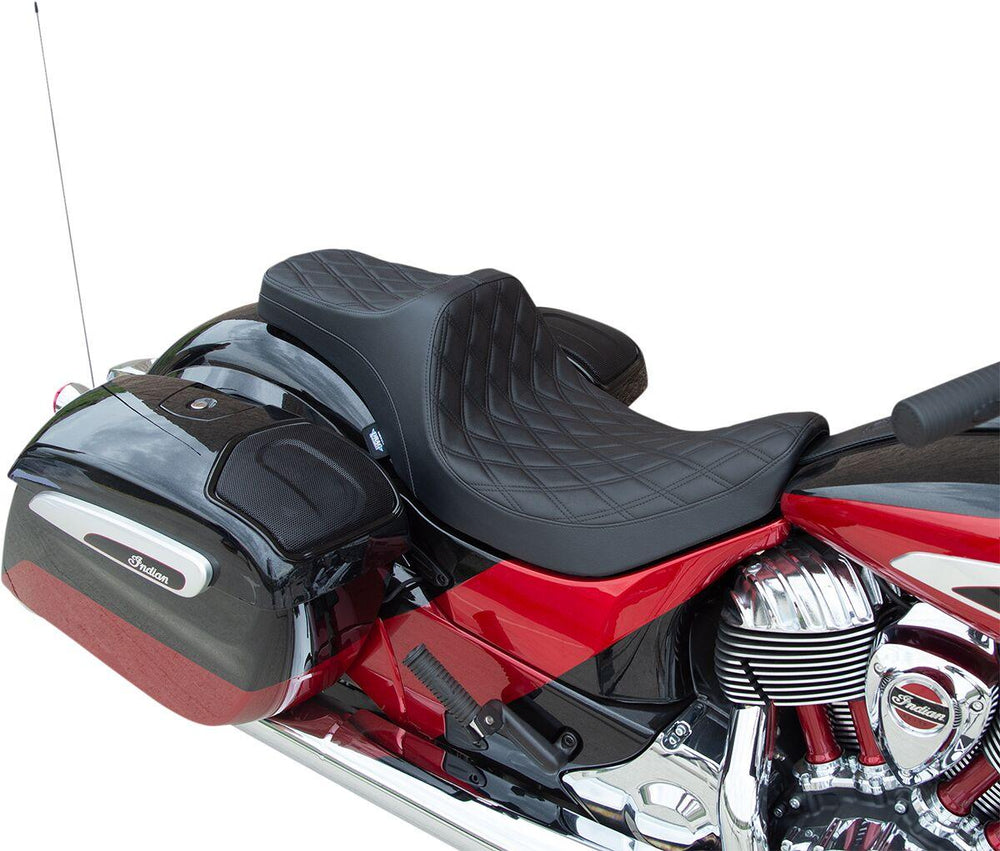 Drag Specialties Predator III Seat For Indian Chief 111 2014-2020 Black Stitching Double Diamond - Black