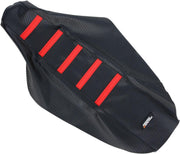 Moose Racing Ribbed Seat Cover For Honda CR125 2000-2007 - Black Cover Red Ribs