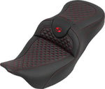 Saddlemen RoadSofa Seat For Harley Davidson FLH 1868 ABS 2021 Dragon Stitch - Black/Red